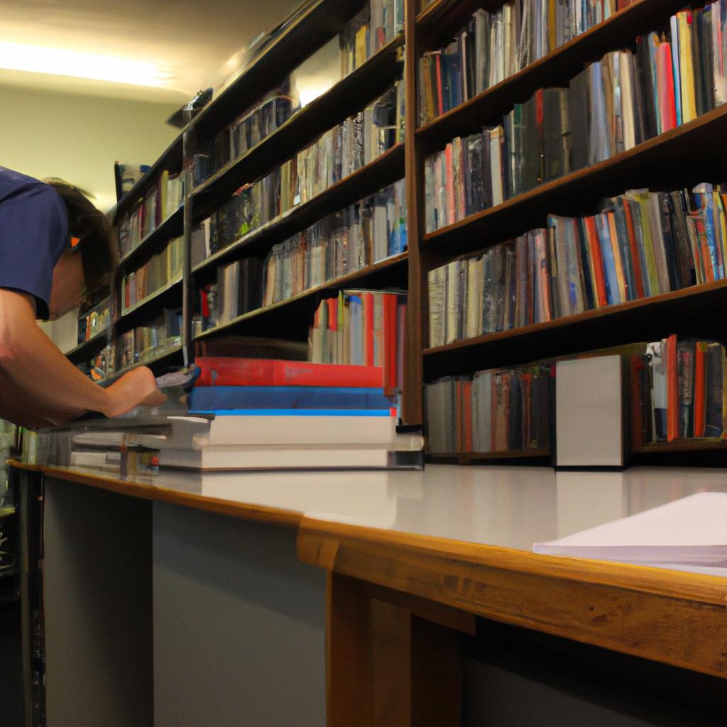 Person working in a library